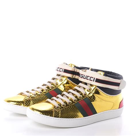 gucci ace metallic snakeskin sneakers|gucci snake high top sneakers.